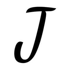 Elegant Cursive Capital Letter J Handwritten Font Style, Script Alphabet, Black and White Design, Typography Art, Calligraphy Letter J