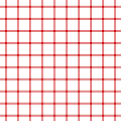 Vector illustration. Gingham Red Seamless Pattern on a white background, Red Cell Fabric Design, Fiery Red Check, Seamless plaid, fabric design