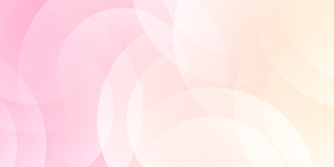 Minimalist banner background, pastel colorful, pink and yellow gradations. Circle effect style geometric, abstract background. Eps 10.