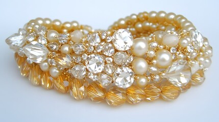 Elegant Gold and Crystal Beaded Bracelet Jewelry