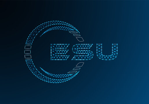 ESU low poly letter logo vector design. ESU lower poly logo design. Low poly logo.