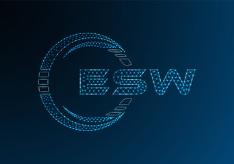 ESW low poly letter logo vector design. ESW lower poly logo design. Low poly logo.
