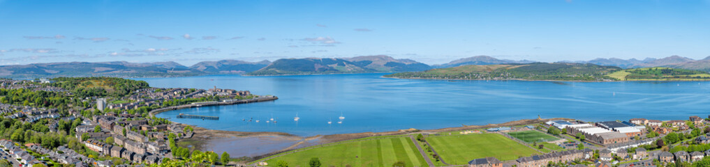 A Panorama of the Gourock Bay to the Hills Holyloch Loch Long and Kilkreggan in Scotland