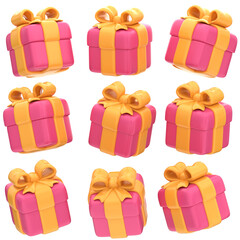 Stack of Pink Gift Boxes with Gold Ribbons