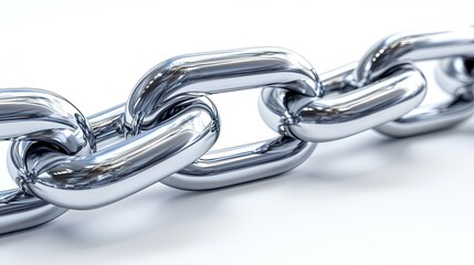 Obraz premium Close-Up View of Shiny Metal Chain Links on White Background