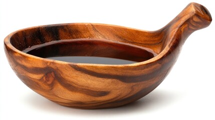 Wooden Bowl with Dark Liquid Ideal for Culinary and Home Decor