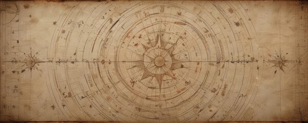 Faded celestial chart, intricate star patterns, aged paper texture, map, chart