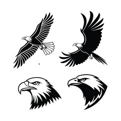 Eagle Silhouette Vector Icon Set – Majestic Bird Clipart for Logos, T-Shirts, Patriotic Designs & Crafts. eagle silhouette vector, eagle svg, flying eagle clipart, eagle logo svg, patriotic eagle desi