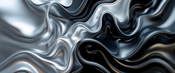 Obraz premium Joyful metallic silver and midnight black color abstract background