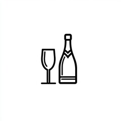 Champagne bottle and glass, celebration, white background, party (1)