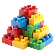 Obraz premium Colorful Building Blocks Fun Toys for Creative Kids isolated on transparent background