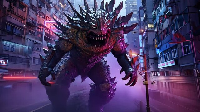 Giant monster in the city.