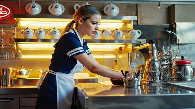 Waitress at a typical American diner.