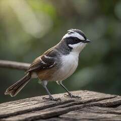 Fototapeta premium White-throated Fantail on Wooden Floor