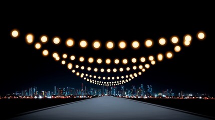 Fototapeta premium Night Cityscape Festive Lights Road to Success.