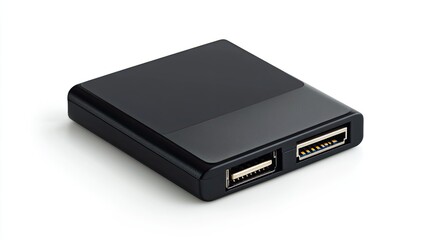 Fototapeta premium Black USB Hub with Two Ports for Computer and Laptop Connectivity