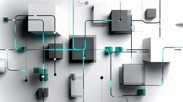 Abstract eco-friendly design featuring geometric shapes connected by lines in a creative backdrop