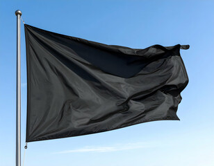 Black Flag Waving In Blue Sky