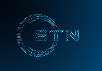 ETN low poly letter logo vector design. ETN lower poly logo design. Low poly logo.