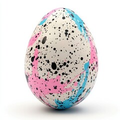 Decorated easter egg close up shot on a white background