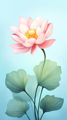 Fototapeta premium Pink Lotus Flower on Blue Background