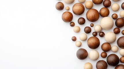 Diverse Collection of Round Wooden Shapes on Clean White Background