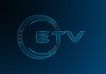ETV low poly letter logo vector design. ETV lower poly logo design. Low poly logo.