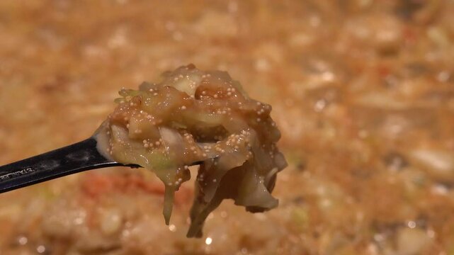 もんじゃ焼きのクローズアップイメージ 東京都 月島