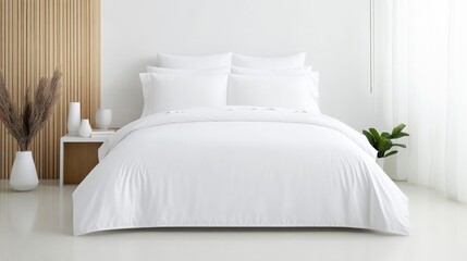 White bedding set in modern bedroom
