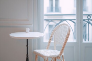 capture elegant scene of classic parisian café with minimalistic style and ample copy space