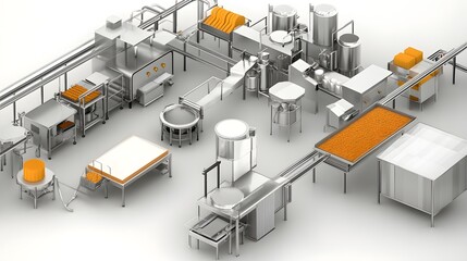 Fototapeta premium Industrial food processing facility layout design.