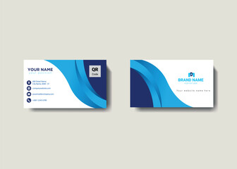  Clean professional business card template, visiting card, business card template, Professional Business Card Design with Blue and Black Accents.
