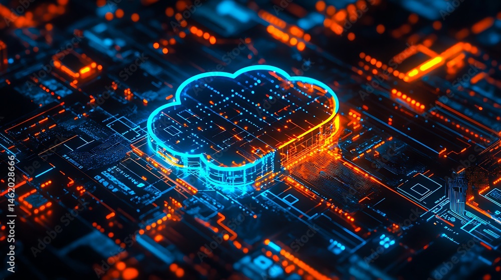 Poster cloud computing data network technology abstract digital circuit board