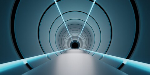 Light tunnel, pipe, corridor, technology, background, abstract, 3d illustration