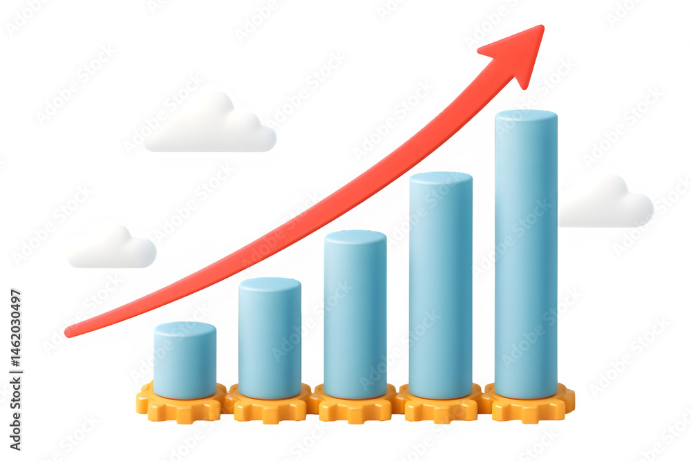 Poster upward trend graph showing growth and progress. positive development visualized.