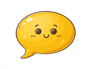 yellow speech bubble isolated on white background, PNG
