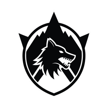 Majestic Wolf Mountain Crest Logo Design