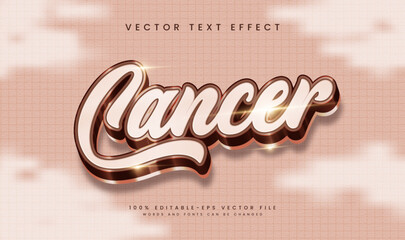 Editable rose gold 3D cancer zodiac text effect.  Perfect for design projects.
