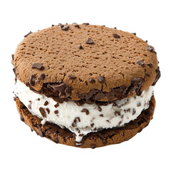 Delicious Chocolate Chip Cookie Ice Cream Sandwich isolated on transparent background