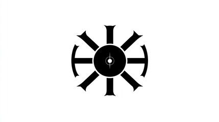 Obraz premium Simple wheel icon in black and white, possible symbol for transportation