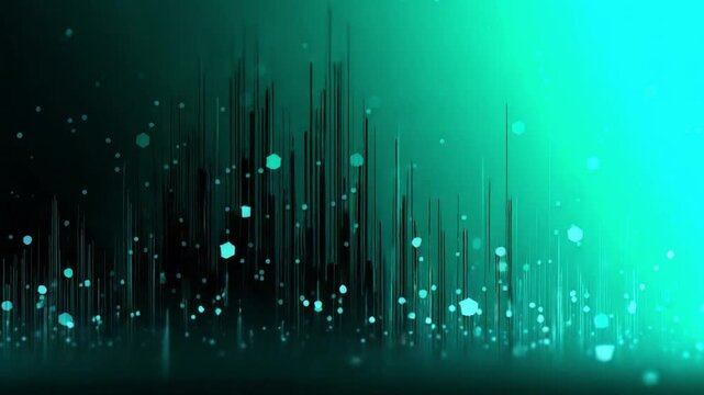 Creative abstract background showcasing a vibrant green and blue audio waveform design