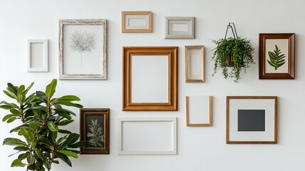 Gallery Wall with Plants  Empty Frames