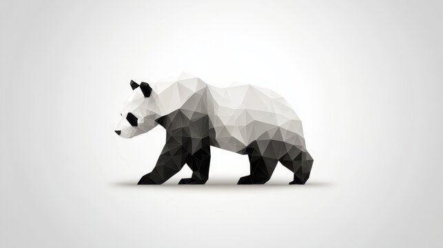 Polygon panda design logo featuring a cat and dog in a modern environment