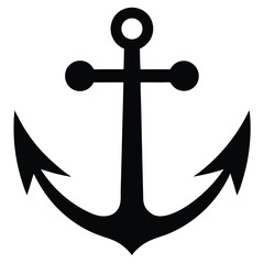 Nautical Anchor Symbol Simple Black Anchor Icon Illustration