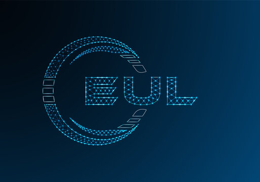 EUL low poly letter logo vector design. EUL lower poly logo design. Low poly logo.