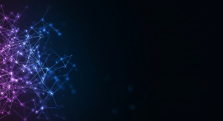 Abstract network design showcases interconnected nodes against dark backdrop for connectivity theme.