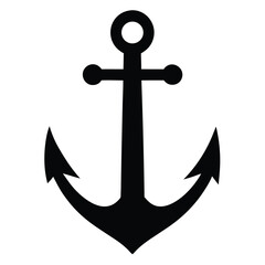Classic Nautical Anchor Silhouette Vector Illustration