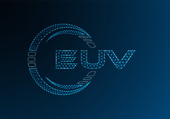 EUV low poly letter logo vector design. EUV lower poly logo design. Low poly logo.