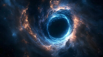 Cosmic vortex of swirling nebulae surrounding a black hole.