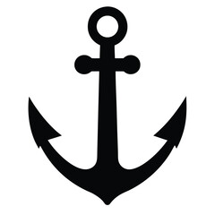 Nautical Anchor Icon Simple Black Silhouette Illustration